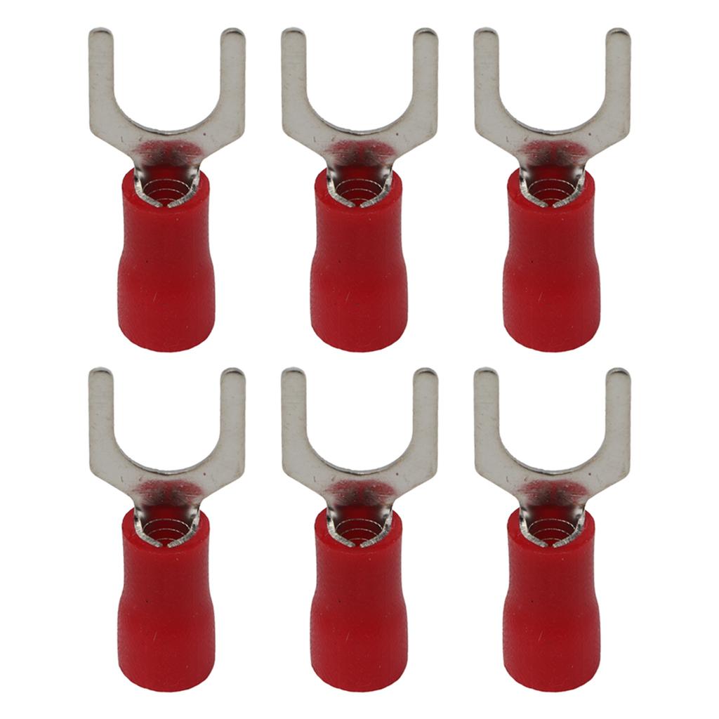 100Pcs Insulated Fork Terminals Copper PVC U Type Wire Connector Electrical Crimp Terminal 16‑14AWG