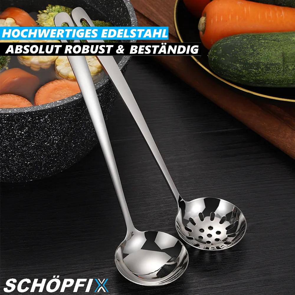 SCHÖPFIX Schaumkelle Schöpflöffel Edelstahl Schaumlöffel Schöpfkelle 2er Set
