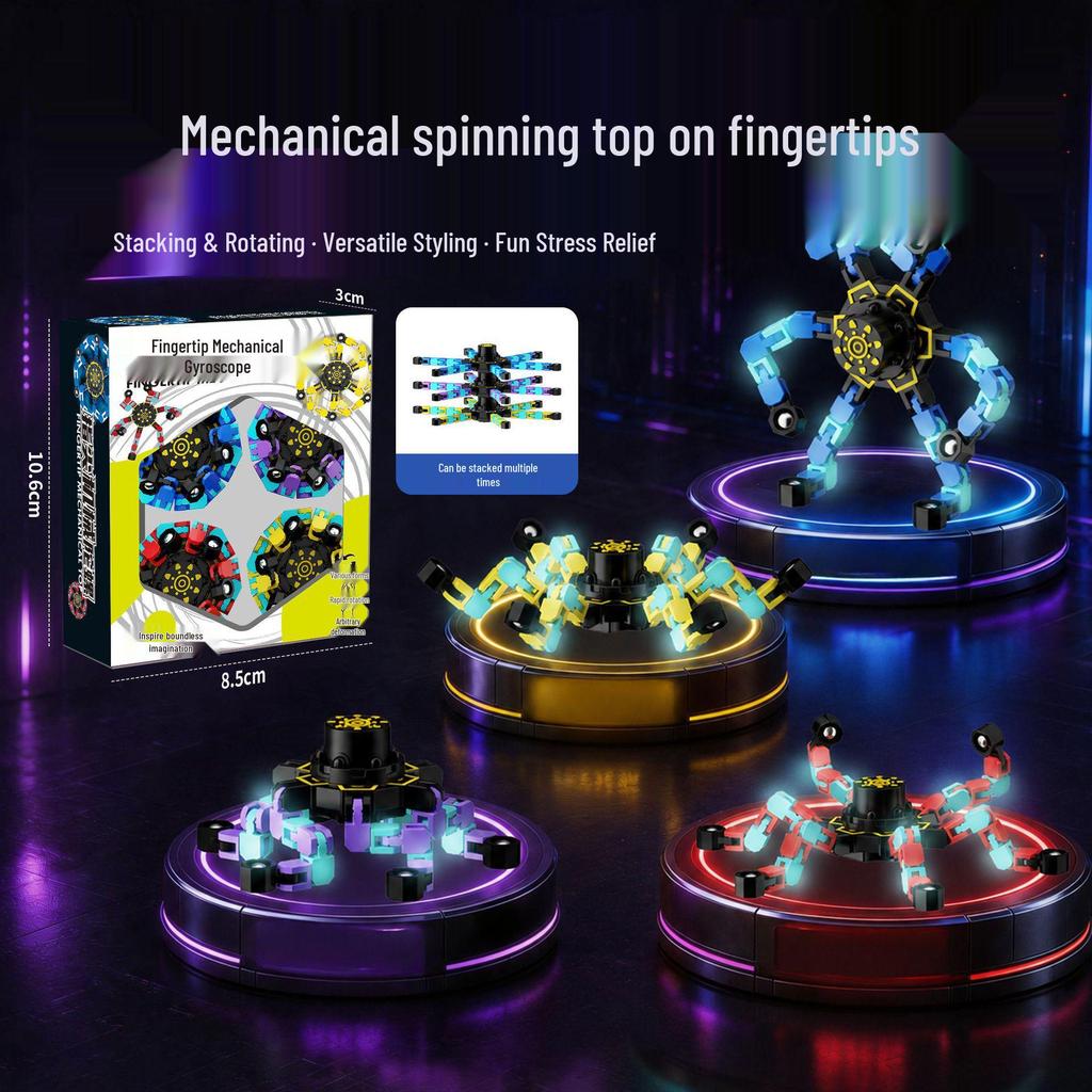 Transformable Luminous Fingertip Gyroscope - Educational Rotating Decompression Toy for Kids