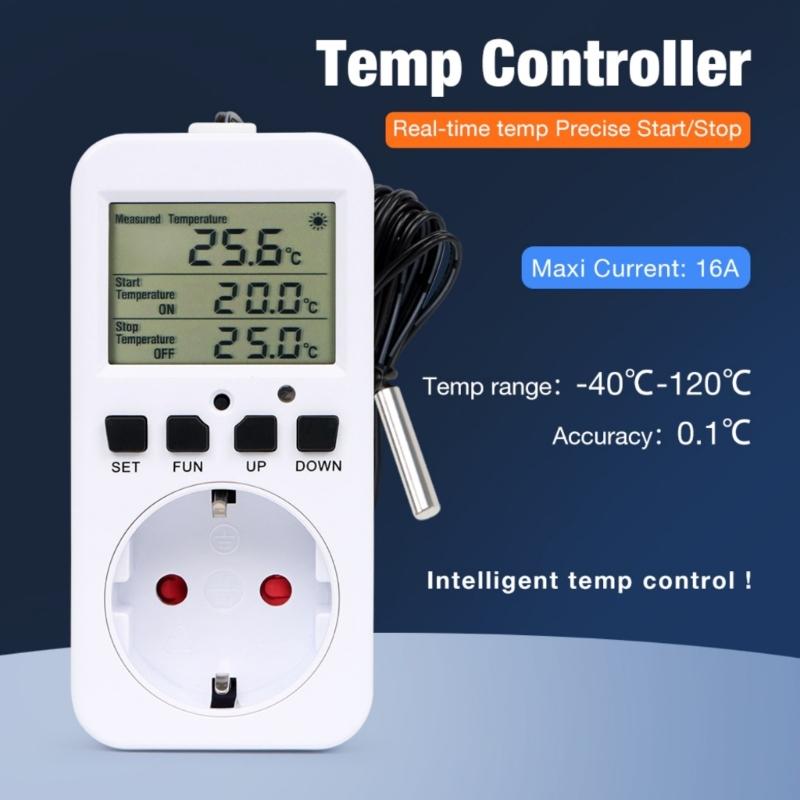 Highly power 16A Intelligent Temperature Control Socket Digital Display Thermostat Socket For Heating and Cooling Systems