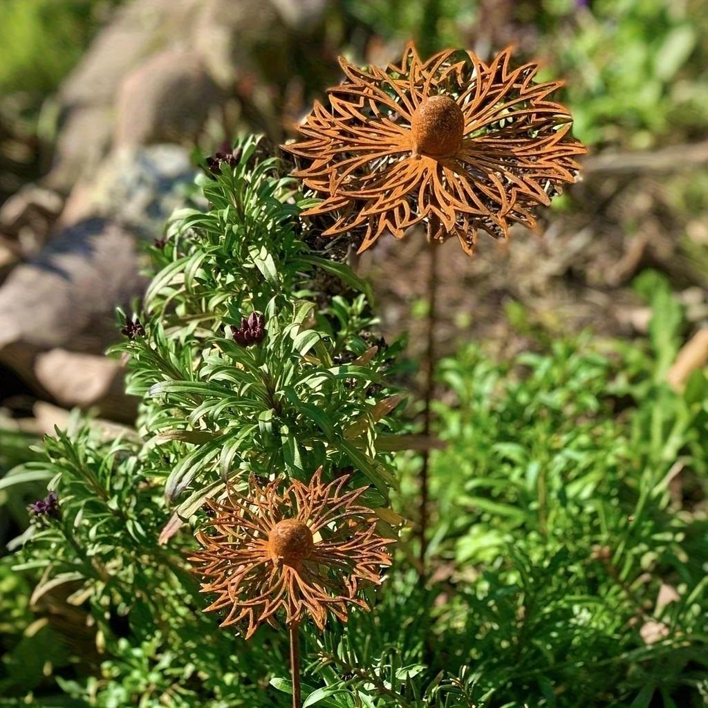 Rustykalny Metalowy Pal Bluebonnet Dekoracyjna Sztuka Ogrodowa Żelazna Ozdoba Trawnika Wykończenie Rdzewiejące Dekoracje Zewnętrzne do Ogrodu Paliki Ogrodowe