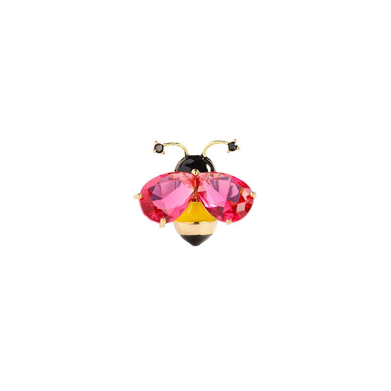 Personalized Mini Bee Collar Pin Brooch with Enamel and Zircon Inlay - Unisex Fashion Accessory