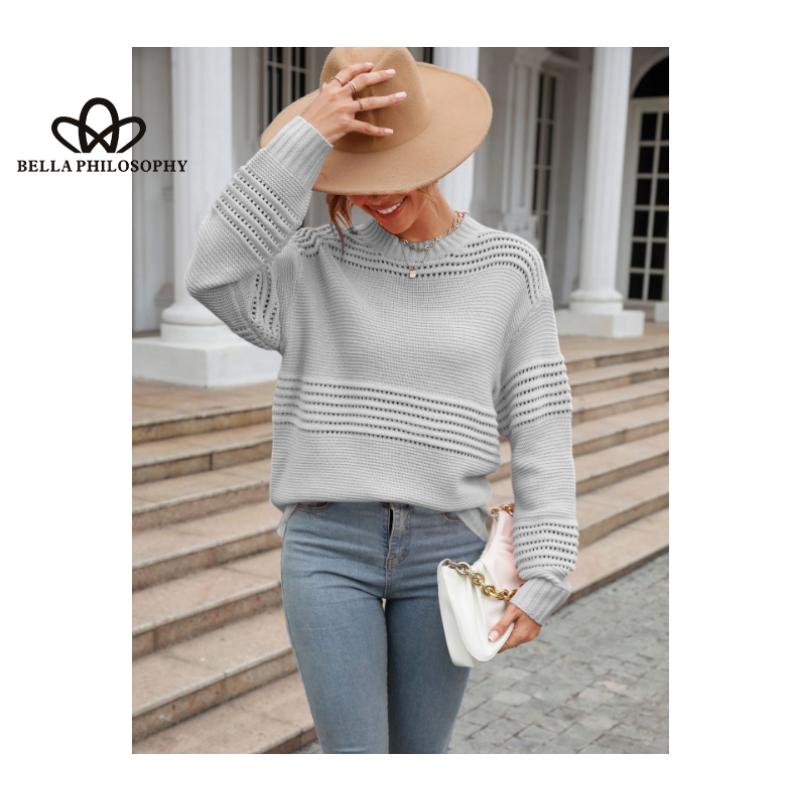 

Осенний новый женский однотонный трикотаж с длинным рукавом, пуловер, модный повседневный свободный свитер XL