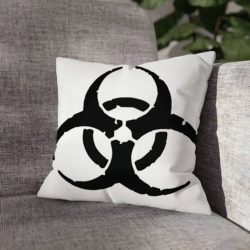 B-Biochemical C-Crisis Symbol Pillow Case For Sofa Decor Car Office Room Printing Cushion Cover Decorations and Protector