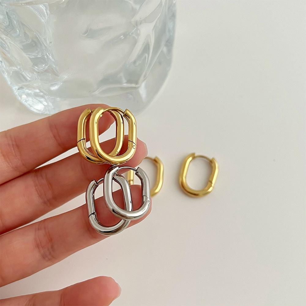 Fashion Metal Hoop Geometric U-Shape Hoop Earrings for Women Men Punk Hip-Hop Round Circle Earrings Party Jewelry