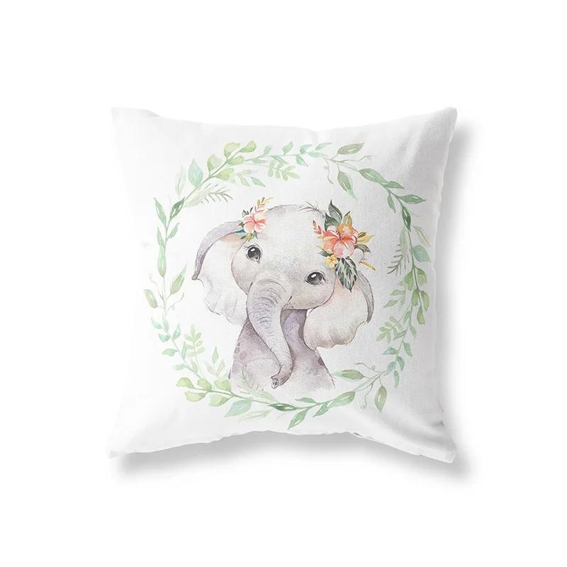 Cute Rabbit Giraffe Animals Children Room Decor Polyester  Cushion Cover Sofa Pillow  Home Decoration Throw Pillowcase