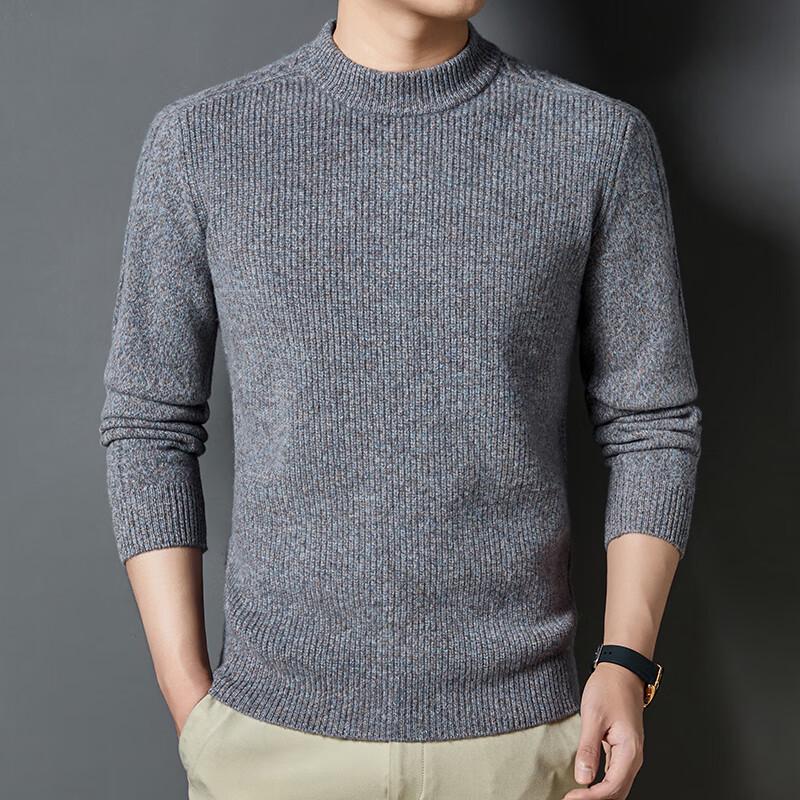 Men's 100% Pure Wool Round Neck Pullover Sweater