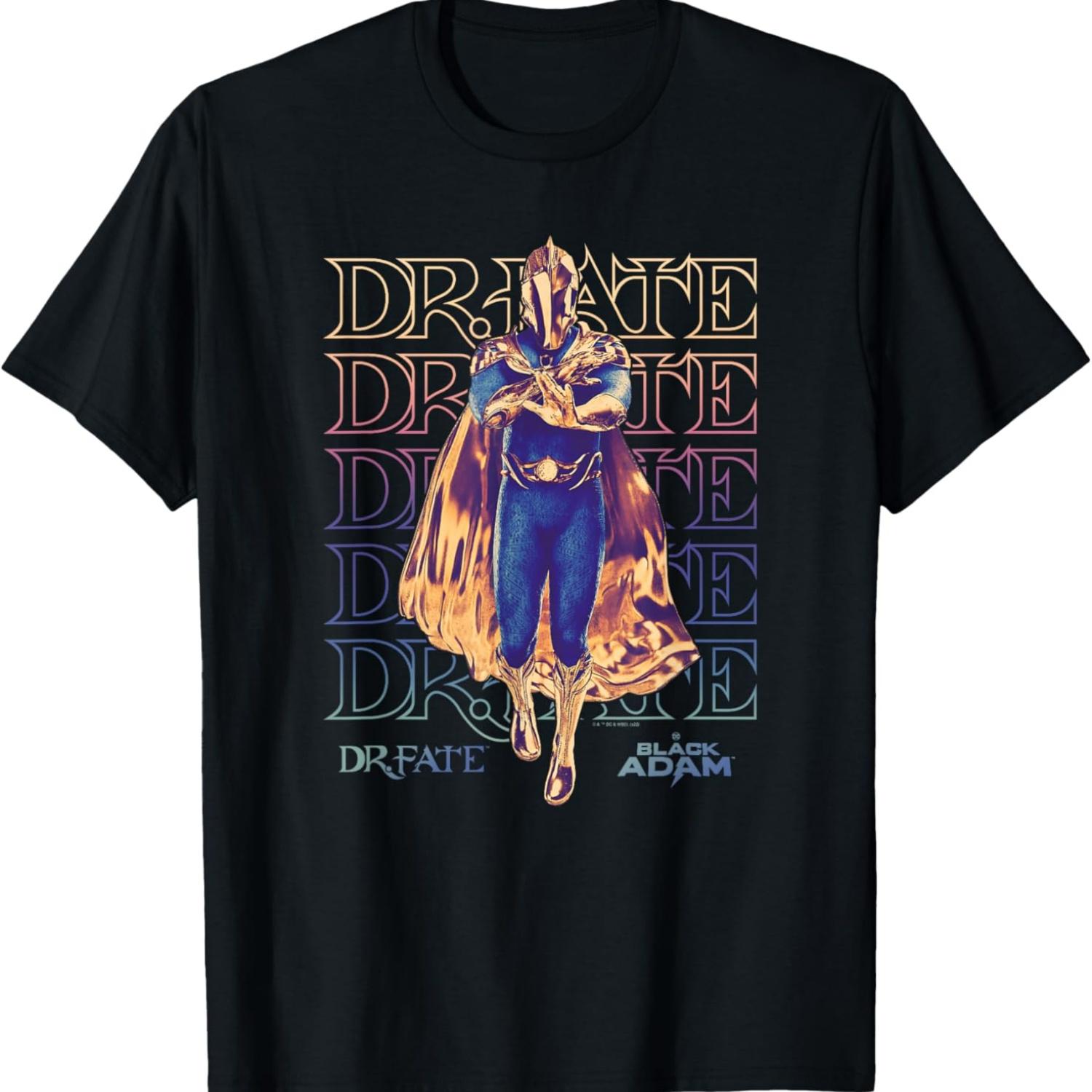 

Black Adam Dr. Fate Rainbow Text Stack Poster T-Shirt XXXXXL чёрный