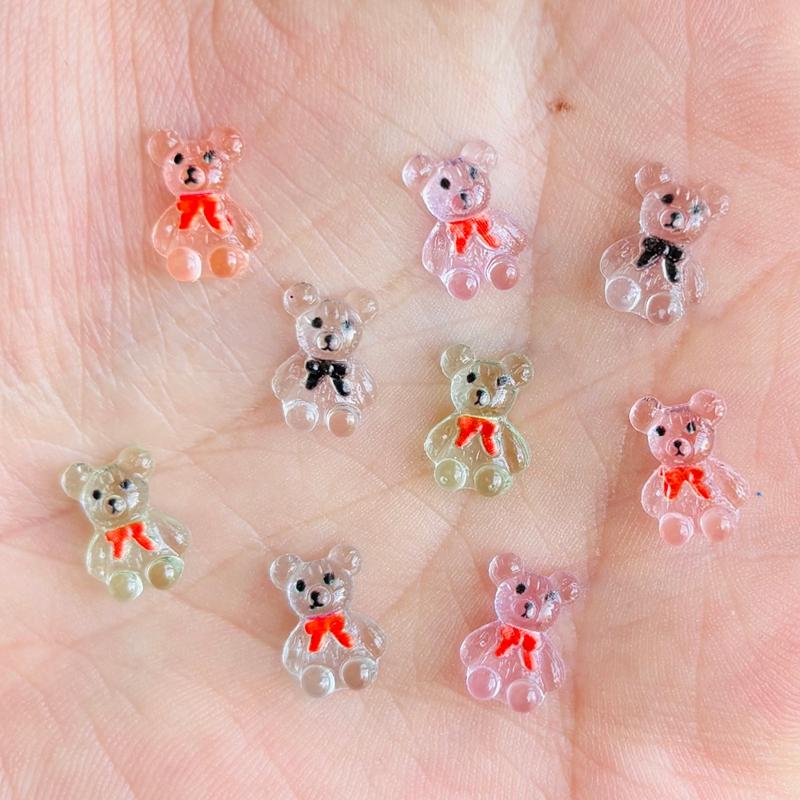 55 Pieces Of Mixed Nail Art Resin Mini Cartoon Bow Bear Rhinestone Diy Nail Craft Decoration Jewelry A37