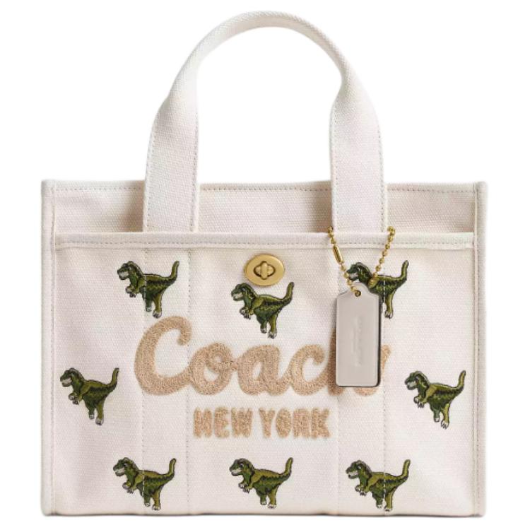 

Coach Rexy 26 Removable Shoulder Strap Zipper Closure Canvas Tote Bag Women tote White CZ129-B4CAH Basic Set (Bag+Dust Bag)