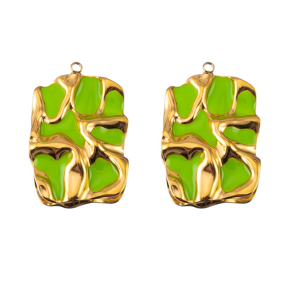 5pcs 2pcs Stainless Steel Wrinkle Rectangle Vintage Enamel Colorful Charm Pendants DIY Earrings Necklace Jewelry Making Supplies