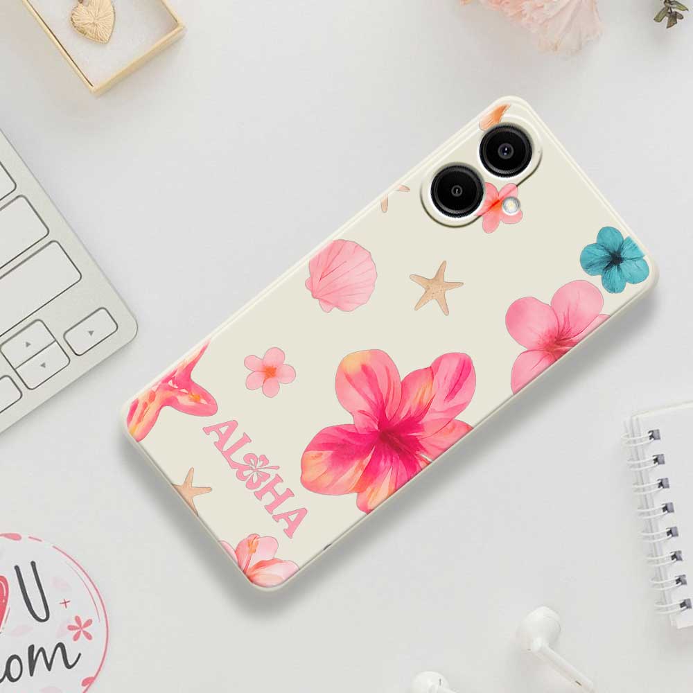 For Samsung Galaxy A07 4G Case Shell Flower Pattern Printing Straight Edge TPU Phone Back Cover