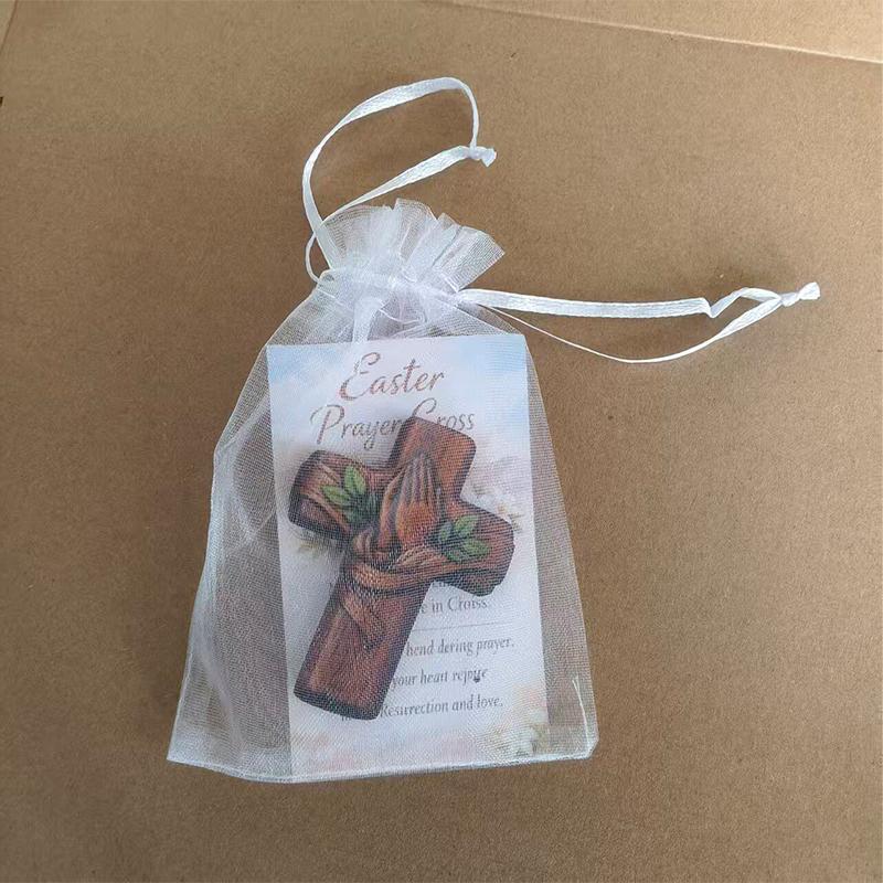 

Small Pocket Prayer Cross With Card Portable Wooden Prayer Cross Pocket Card With Bag For Easter Christmas Token Church Favors 4XL