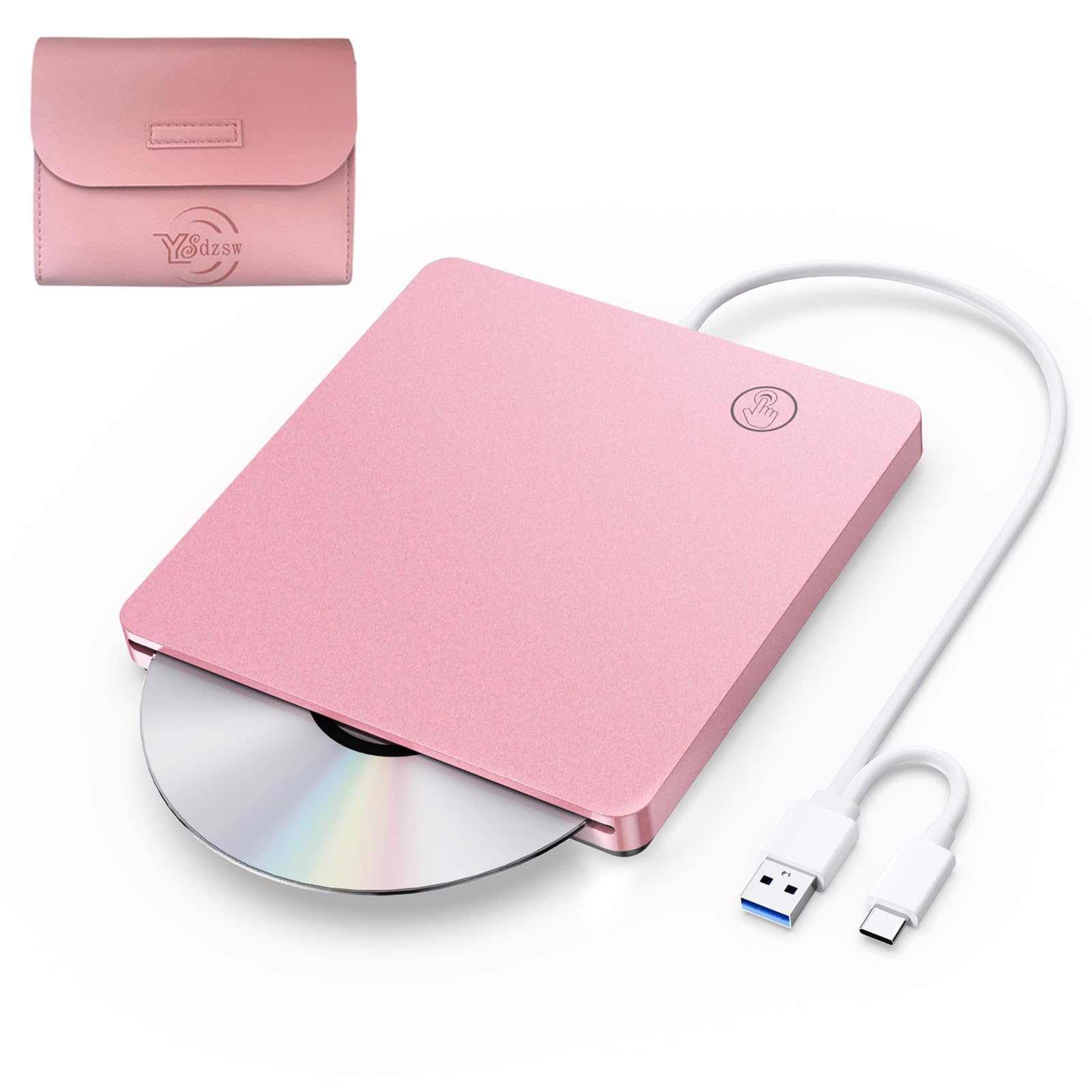 

External Suction Compatible with Comes with Storage External Drive CD/DVD Drive, Type, USB3.0 Type-C, Win/Mac/Linux, Bag, CD/DVD Reader/Write, Slim, рожевий