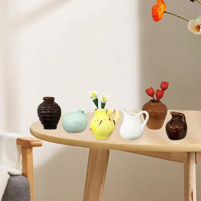 6Pcs Cute Ceramic Vases,Tiny 3D Plant Vases,Flower Vase Ornament,3D Fridge Funny Mini Pots for