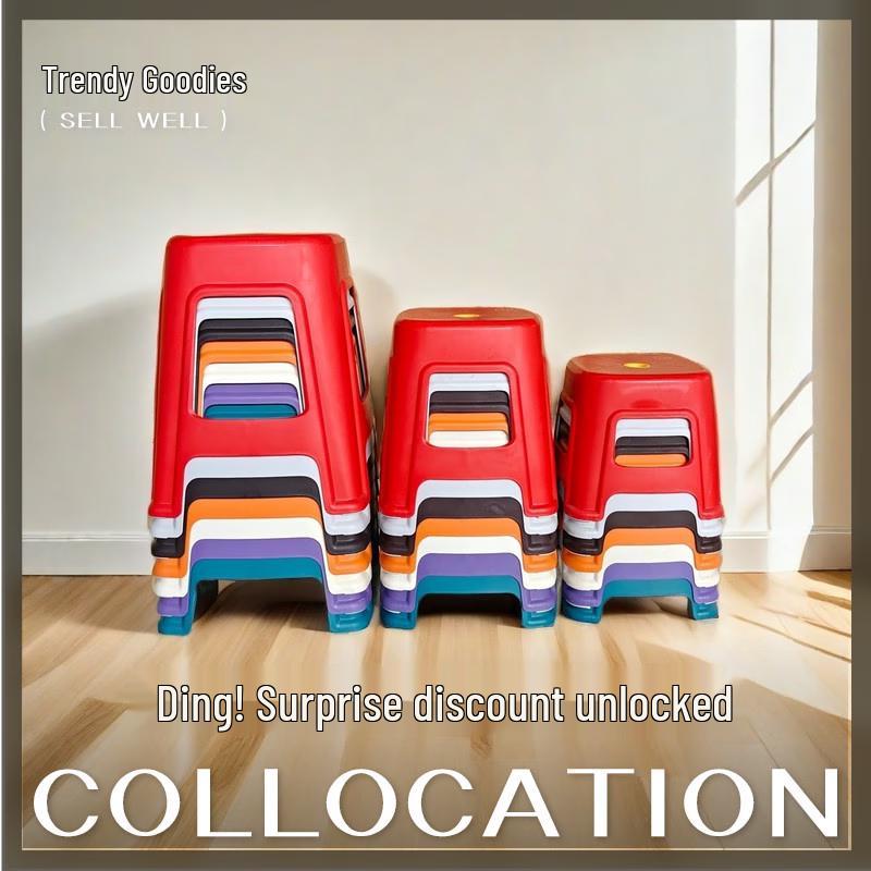 HUIHUADU Large Thickened Non-slip Plastic Square Stool