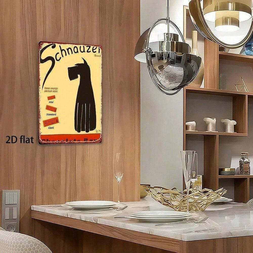 1PC Retro Schnauzer Chocolate Bar Metal Sign, 8x12 Vintage Tin Wall Art, Home Decor