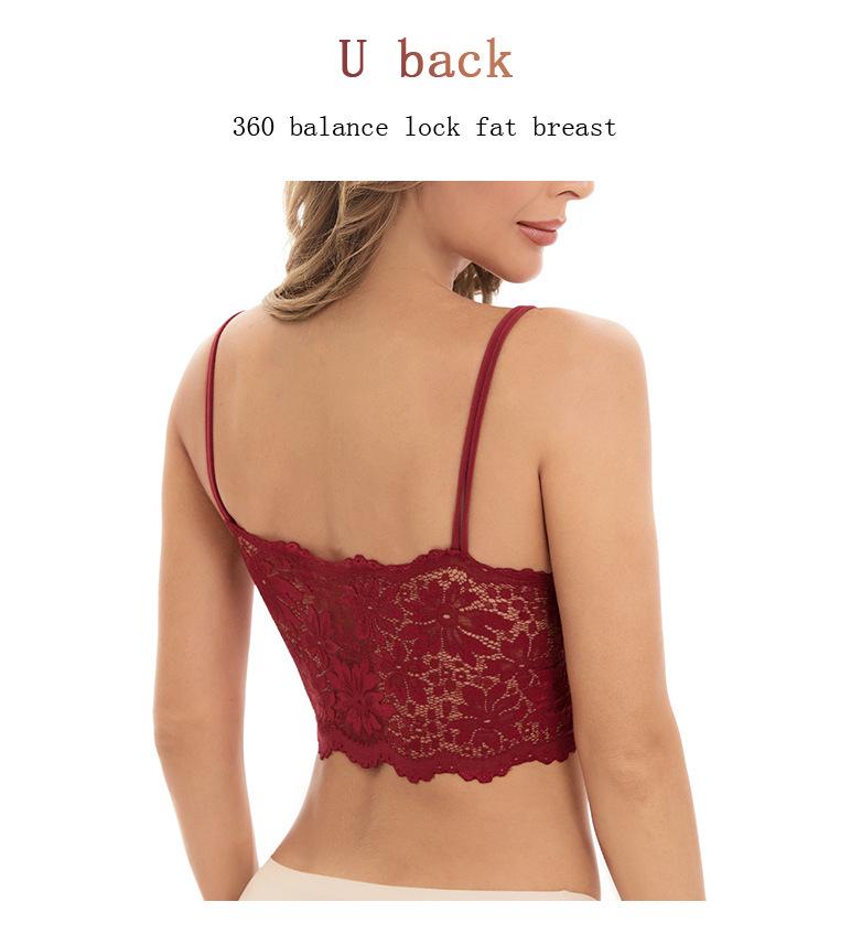 Plus Size Floral Lace Backless Strapless Sports Bra Camisole for Women - Anti-exposure Vest