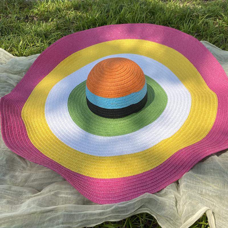 Women's Hats Summer Beach Big Brim Straw Seaside Sun Hat Foldable Travel Panama Sun Protection Felt Hat UPF 50+ Sun Hat