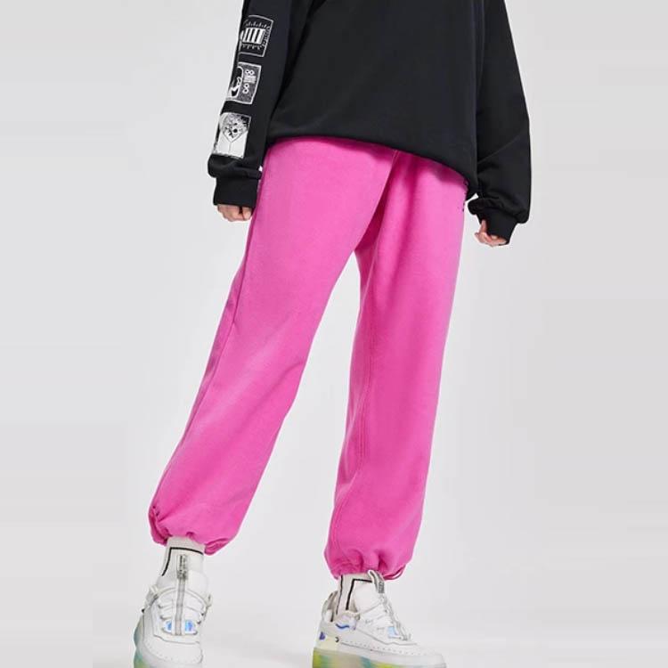 Li Ning X Disney Toy Story Strawberry Bear Series Solid Color Fleece Warm Loose Sports Long Pants Women Bottoms Rose-Purple AKLR742-1