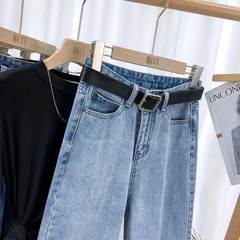 Pantaloni harem din denim, cu talie înaltă, lejer, pentru femei - Slim, drepți, Nine Points, ediție toamnă 2020