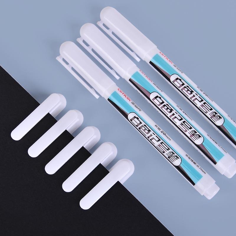 Odorless White Water-Based Fine Tip Marker for Black Card, Fade-Resistant Graffiti and Tire Highlighting