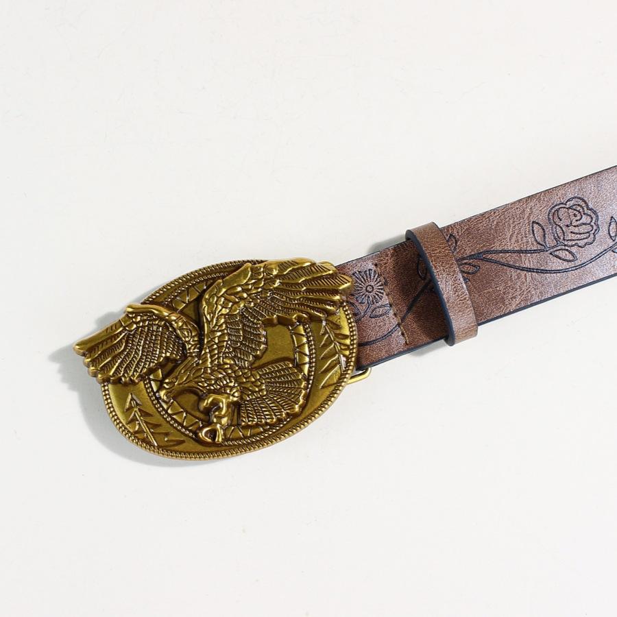 Western Denim Flying Eagle Buckle Belt Unisex Vintage Punk Embossed Belt