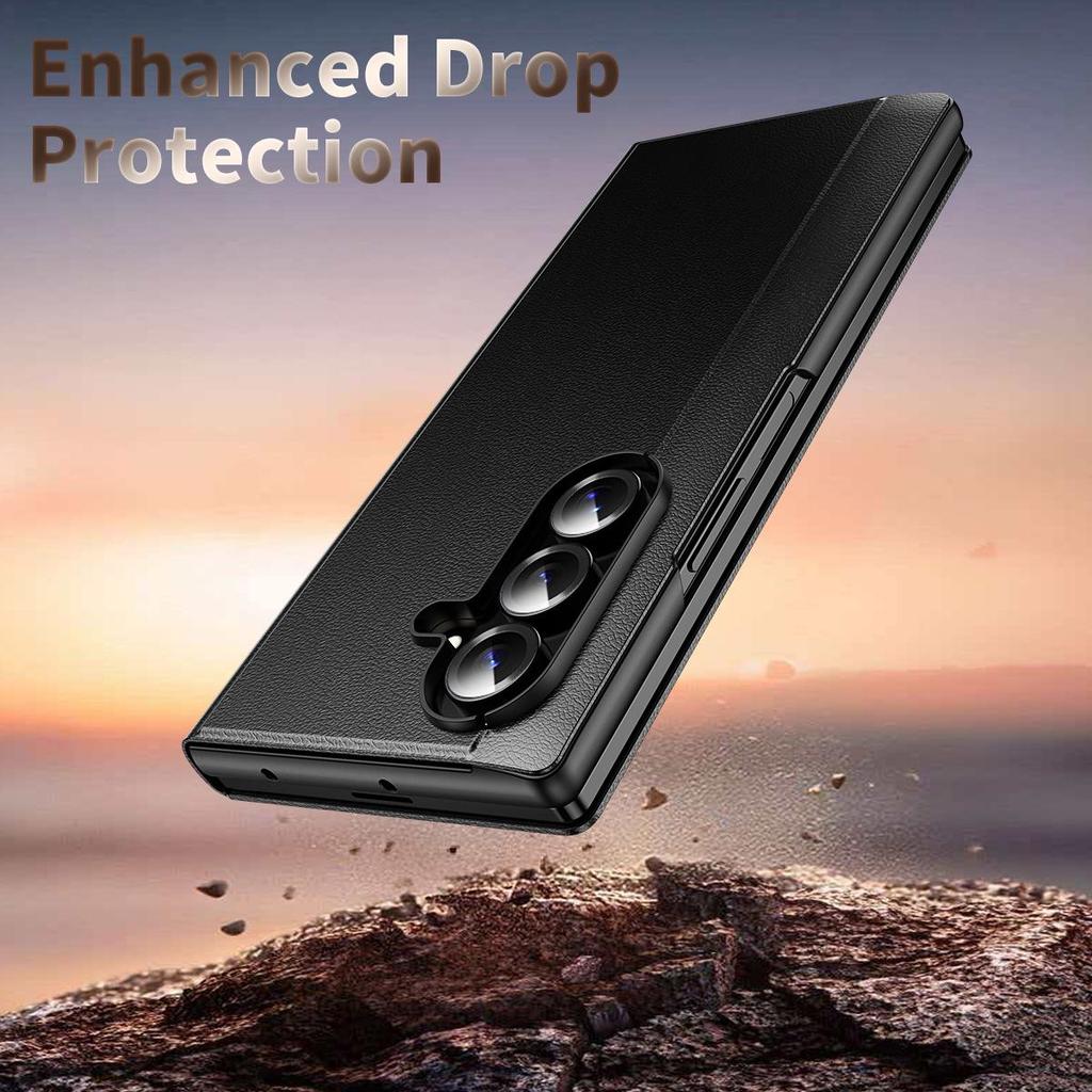 Samsung Z Fold 8 Ultra Leather Flip Case with Smart Side Window - Business Edition.