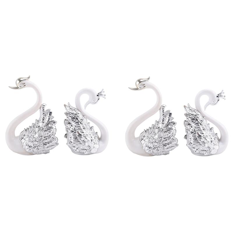 

ABWR-4 Pieces Of Swan Ornaments Figurines,Swan Cake Decoration,Car Figurines Decoration,Home Wedding Christmas Decoration B