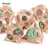 7 Pcs Copper Green Meteor Hammer Metal Dice Solid Metal Polyhedral Dice Set Suitable For Role-Playing Dice PropBoard Game Gift