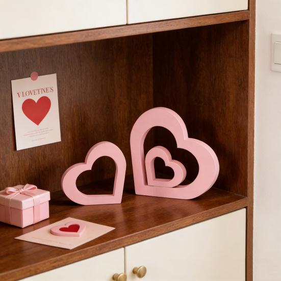 3 Stück Tag Romantisches Herzform Schild Holz Herz Mittelstück Valentinstag für Tisch Kamin Party Dekoration
