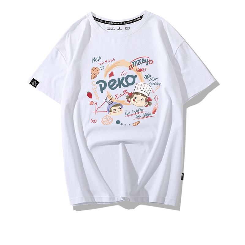 Loose ort Sve T-irt Women Summer Oversize Harajuku Sle Cartoon Print Casual Cotton Top Streetwear Hip Hop round Ne