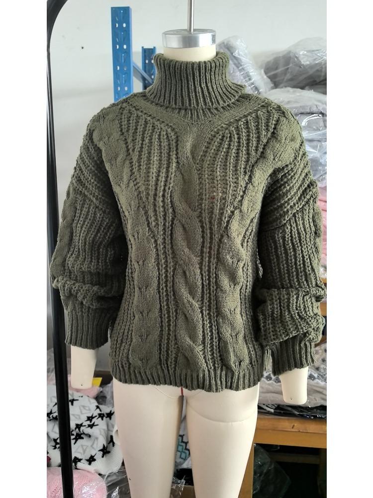 Autumn Winter Women's Solid Colour High Neck Knitted Top Luxurious Relaxed-fit Slimming and Versatile Top
