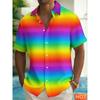 Rainbow Graphic Men's Hawaiian Shirt 3D Print Casual Short Sleeve Button Down Summer New Men Women Harajuku Colorful Shirt Tops