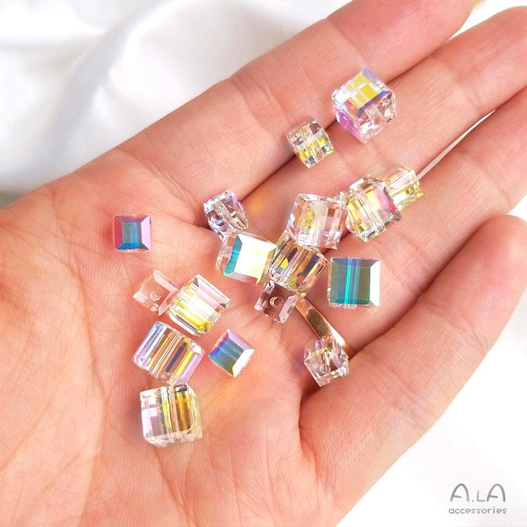 Iridescent Austrian Crystal Sugar Cube Beads for DIY Jewelry and Earrings