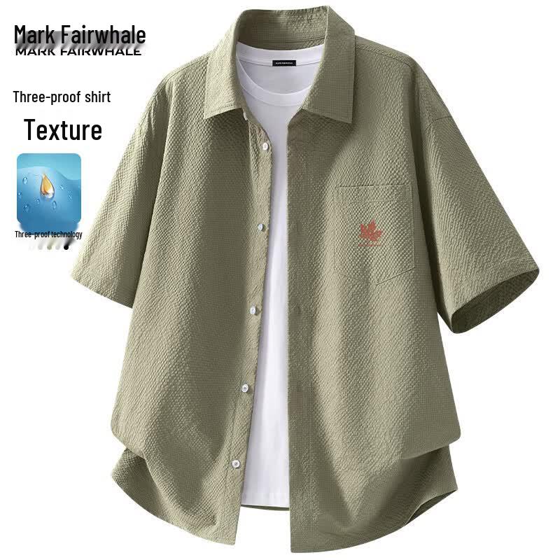 Mark Fairwhale Men s Loose Fit Short Sleeve  Three-Proof  Shirt M