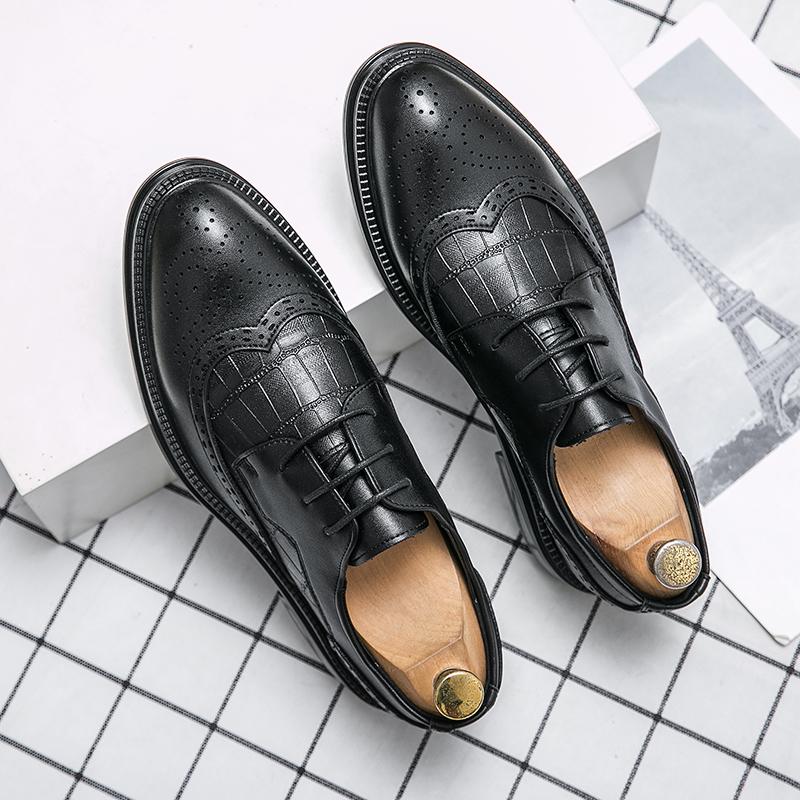 Casual Leather Shoes British Pointed Business Dress Groom Wedding Nightclub Hairstylist Black