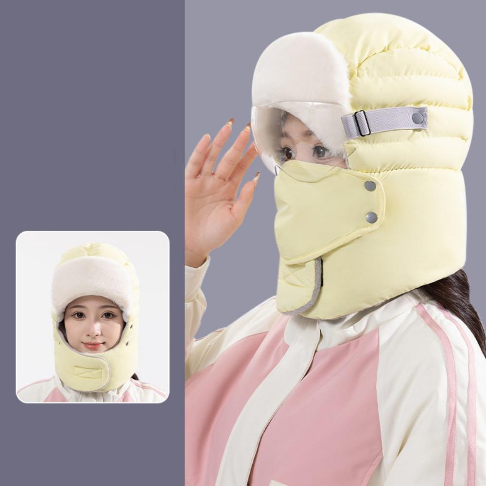 

3 шт./комплект с очками зимние плюшевые шапки с капюшоном зимняя теплая ушанка для велоспорта ветрозащитная шапка унисекс