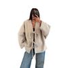 2025 cross-border European and American women's clothing Amazon cardigan long-sleeved lace-up woolen jacket casual pants fashion suit