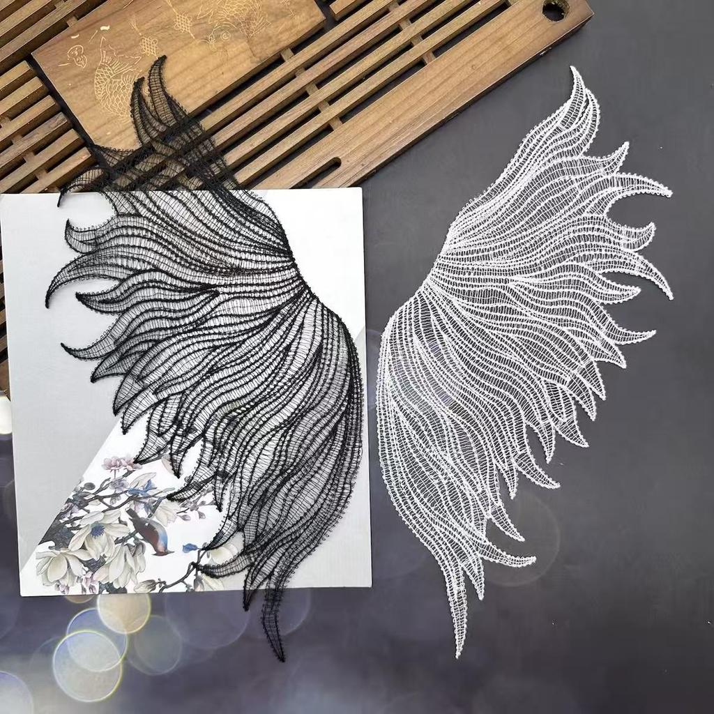 1Pair Black White Embroidery Lace Cloth Patch DIY Clothing Repair Sewing Decoration