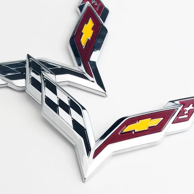 2pcs ABS Car Front Emblem Rear Trunk Badge Sticker for Chevrolet Corvette Logo Aveo Cruze Malibu Captiva Trax Niva Captiva