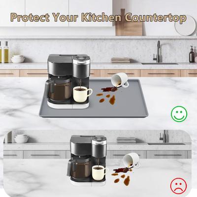 Silicone Coffee Mat, Coffee Maker Mat, 24"x16" Silicone Coffee Mat Spill-Proof, Heat-Resistant, Non-Slip, Detachable Dish Drying
