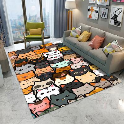 Cartoon Many Cute Cat Kitten Carpet Living Room Sofa Bedroom Study Kitchen Entrance Door Mat Non-slip Kawaii Home Decoration Rug