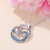 Popular Women's Simple Versatile Palladium White K Sea Blue Diamond Dolphin Wave Necklace