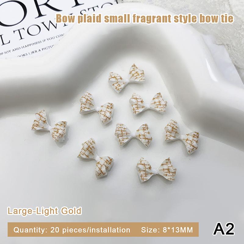 20Pcs For Creative Nail Design Checkered Plaid Resin Bows Nail Charms Ties Nail Art DIY Decorations