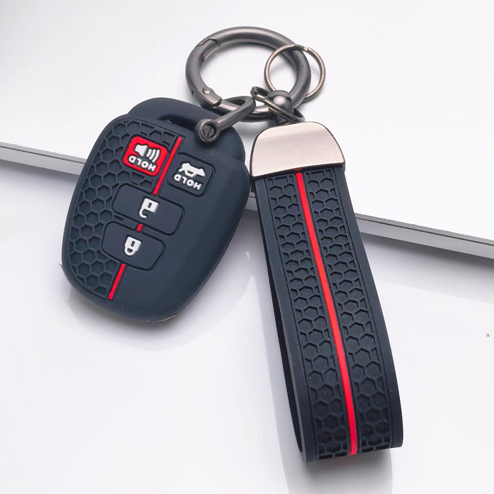 Силиконовый чехол-брелок для ключей для Toyota Corolla Camry RAV4 Highlander Prado, Подходит для Toyota Corolla Camry RAV4 Yaris Hilux Highlander Prado Vios Fortuner чёрный