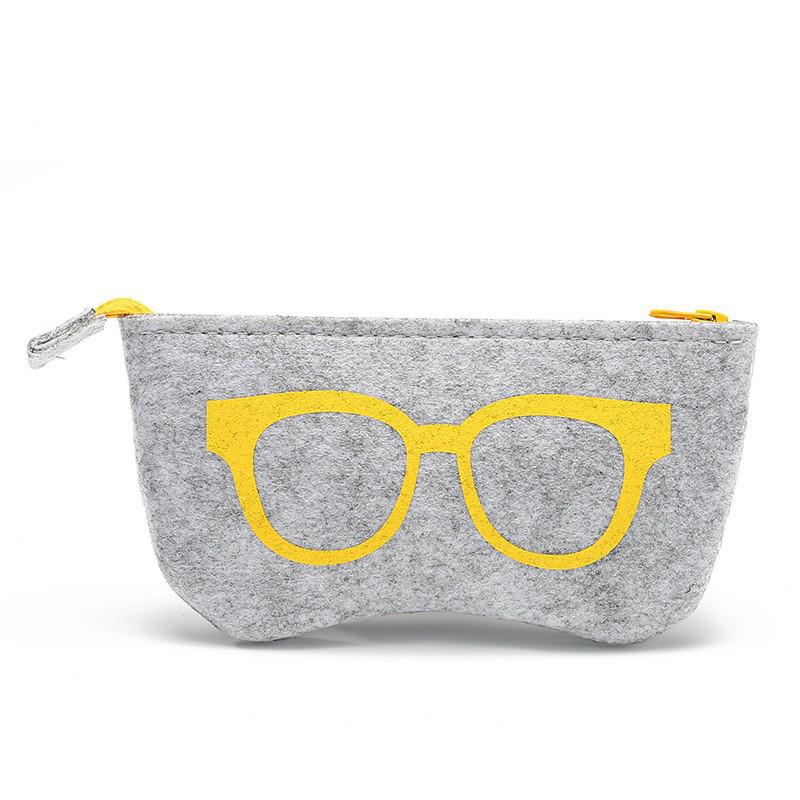 1pc Unisex Felt Glasses Bag Portable Glasses Storage Bag Travel Sunglasses Eyeglass Organizer Pencil Case Makeup Bag with Zipper