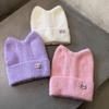 Candy Colored Sweet Cat Ear Shaped Women Warm Knitted Hat For Winter Outings