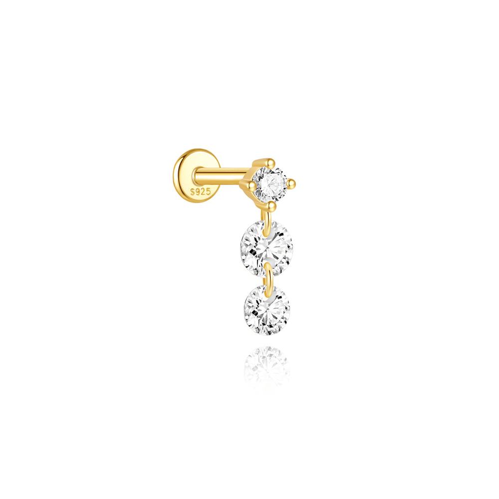 AIDE Сердце Круглый Шар Плоская Спираль Пирсинг Серьги 925 Стерлинговое Серебро Пусеты Геометрические Цирконий Изысканные Штучки Пусеты Серьги 1 piece