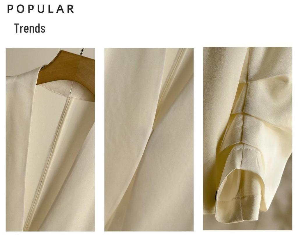 Endy Seven-Sleeve Versatile V-Neck Acetate Suit Jacket, Spring/Summer 2026: Stylish and Elegant Business Attire